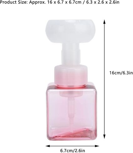 8.4oz 250ml Foaming Hand Soap Dispenser, Refillable Empty Hand Soap Container, Portable Flower Soap Dispenser, Reusable Square Plastic Press Bottle for Bathroom 6.3 x 2.6 x 2.6in in Saudi Arabia