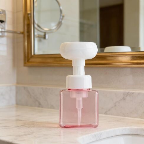 8.4oz 250ml Foaming Hand Soap Dispenser, Refillable Empty Hand Soap Container, Portable Flower Soap Dispenser, Reusable Square Plastic Press Bottle for Bathroom 6.3 x 2.6 x 2.6in in Saudi Arabia
