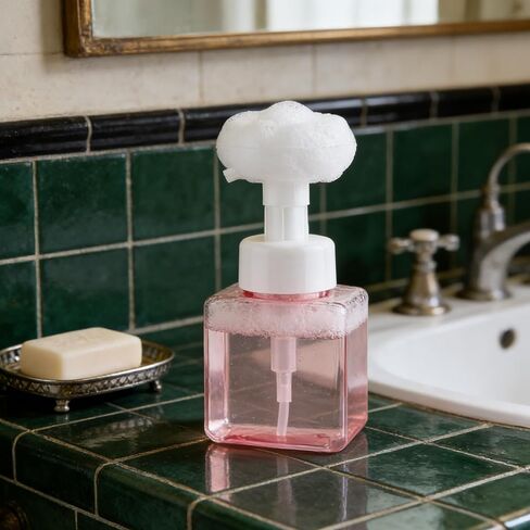 8.4oz 250ml Foaming Hand Soap Dispenser, Refillable Empty Hand Soap Container, Portable Flower Soap Dispenser, Reusable Square Plastic Press Bottle for Bathroom 6.3 x 2.6 x 2.6in in Saudi Arabia