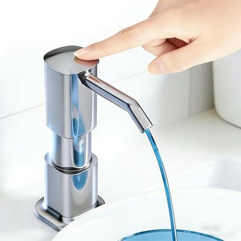 Kitchen Sink Soap Dispenser for Kitchen Sink,soap Dispenser with 40" No-Spill Extension Tube Kit Design for Kitchen Bathroom (1, Silver Color) in Saudi Arabia