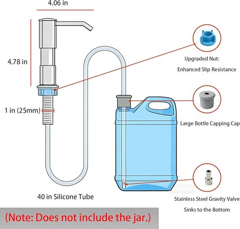 Kitchen Sink Soap Dispenser for Kitchen Sink,soap Dispenser with 40" No-Spill Extension Tube Kit Design for Kitchen Bathroom (1, Silver Color) in Saudi Arabia