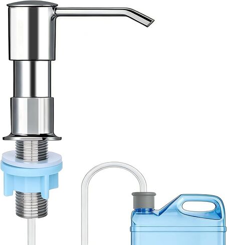 Kitchen Sink Soap Dispenser for Kitchen Sink,soap Dispenser with 40" No-Spill Extension Tube Kit Design for Kitchen Bathroom (1, Silver Color) in Saudi Arabia