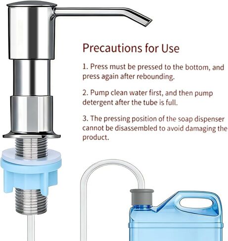 Kitchen Sink Soap Dispenser for Kitchen Sink,soap Dispenser with 40" No-Spill Extension Tube Kit Design for Kitchen Bathroom (1, Silver Color) in Saudi Arabia