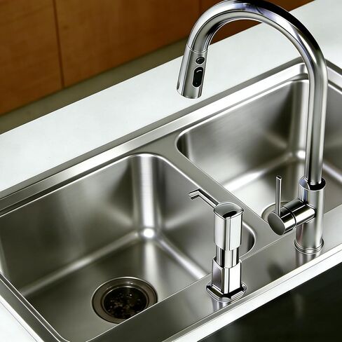 Kitchen Sink Soap Dispenser for Kitchen Sink,soap Dispenser with 40" No-Spill Extension Tube Kit Design for Kitchen Bathroom (1, Silver Color) in Saudi Arabia