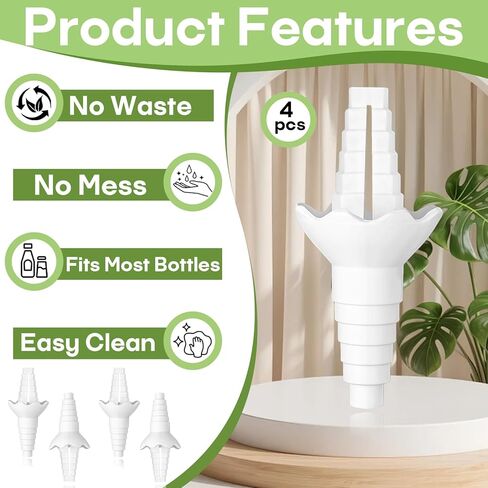 4-Pack Universal Bottle Emptying Kit for Effortless Liquid Transfer Like Shampoo, Lotion, Dish Soap and Other Kitchen&Bathroom Liquids, Leak-Proof and Sealed Design Saves Time and Effort in Kuwait