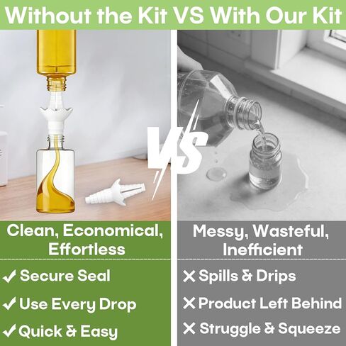 4-Pack Universal Bottle Emptying Kit for Effortless Liquid Transfer Like Shampoo, Lotion, Dish Soap and Other Kitchen&Bathroom Liquids, Leak-Proof and Sealed Design Saves Time and Effort in Kuwait