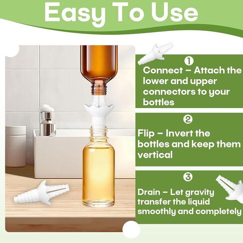 4-Pack Universal Bottle Emptying Kit for Effortless Liquid Transfer Like Shampoo, Lotion, Dish Soap and Other Kitchen&Bathroom Liquids, Leak-Proof and Sealed Design Saves Time and Effort in Kuwait
