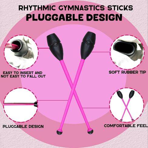 2 Pack Rhythmic Gymnastics Stick, Club for Rhythmic Gymnastics, Suitable for Performance, 35cm Length in Saudi Arabia