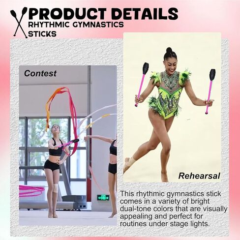 2 Pack Rhythmic Gymnastics Stick, Club for Rhythmic Gymnastics, Suitable for Performance, 35cm Length in Saudi Arabia