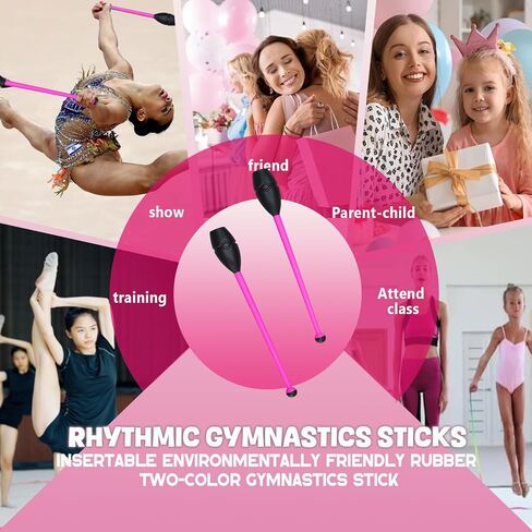 2 Pack Rhythmic Gymnastics Stick, Club for Rhythmic Gymnastics, Suitable for Performance, 35cm Length in Saudi Arabia