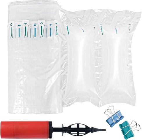 400 عبوة من وسائد الهواء لمستلزمات الشحن وحشو الفقاعات البديلة لتعبئة الفول السوداني بحجم 3.54 بوصة × 7.87 بوصة، مع مضخة هواء، ملصقات هشة، مناسبة للنقل الصغير in Kuwait