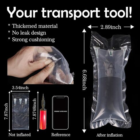 400 عبوة من وسائد الهواء لمستلزمات الشحن وحشو الفقاعات البديلة لتعبئة الفول السوداني بحجم 3.54 بوصة × 7.87 بوصة، مع مضخة هواء، ملصقات هشة، مناسبة للنقل الصغير in Kuwait