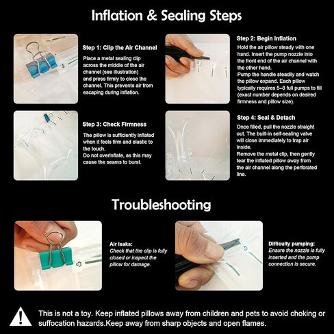 400 عبوة من وسائد الهواء لمستلزمات الشحن وحشو الفقاعات البديلة لتعبئة الفول السوداني بحجم 3.54 بوصة × 7.87 بوصة، مع مضخة هواء، ملصقات هشة، مناسبة للنقل الصغير in Kuwait