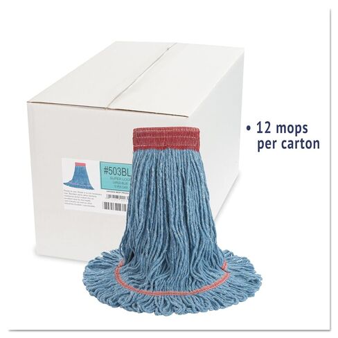 Boardwalk BWK503BLCT Super Loop Wet Mop Head, Cotton/Synthetic, Large Size, Blue (Case of 12) in Saudi Arabia