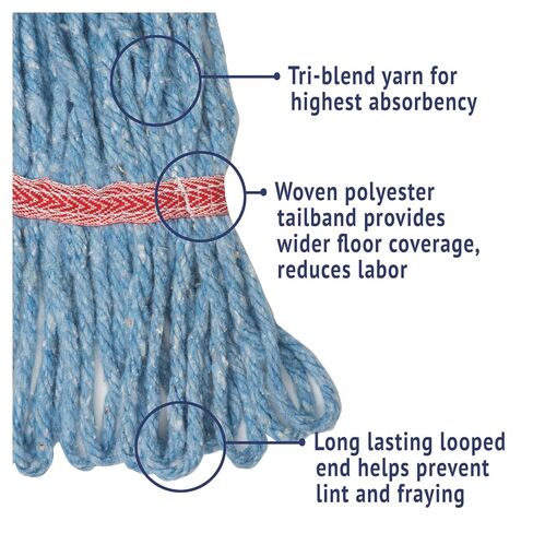 Boardwalk BWK503BLCT Super Loop Wet Mop Head, Cotton/Synthetic, Large Size, Blue (Case of 12) in Saudi Arabia
