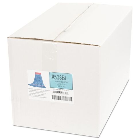Boardwalk BWK503BLCT Super Loop Wet Mop Head, Cotton/Synthetic, Large Size, Blue (Case of 12) in Saudi Arabia