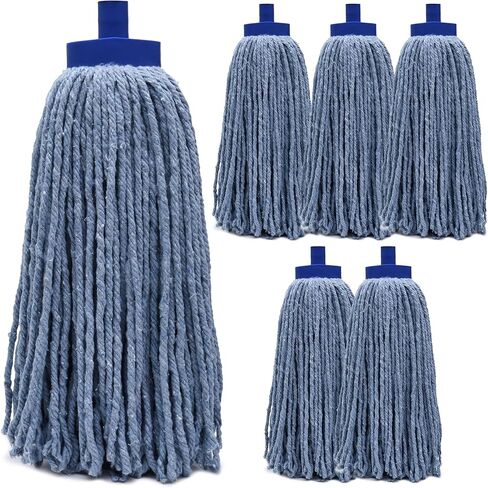 رأس استبدال الممسحة الرطبة من Kleen Handler - مزيج قطني عالي التحمل، عبوات ممسحة مثبتة بمقبس بلاستيكي، تناسب المقابض القياسية الملولبة، ممسحة تجارية مقطوعة للمنزل أو العمل، عبوة من 6 قطع in Kuwait