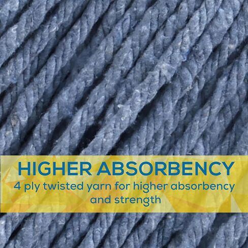 رأس استبدال الممسحة الرطبة من Kleen Handler - مزيج قطني عالي التحمل، عبوات ممسحة مثبتة بمقبس بلاستيكي، تناسب المقابض القياسية الملولبة، ممسحة تجارية مقطوعة للمنزل أو العمل، عبوة من 6 قطع in Kuwait