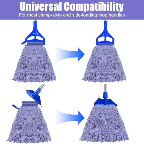 5-Pack Heavy Duty Commercial Mop Head Refills - 16oz Blue Cotton Loop-End String Replacement Heads for Wet & Dry Floor Cleaning - Universal Fit for Clamp & Side-Load Handles in Saudi Arabia