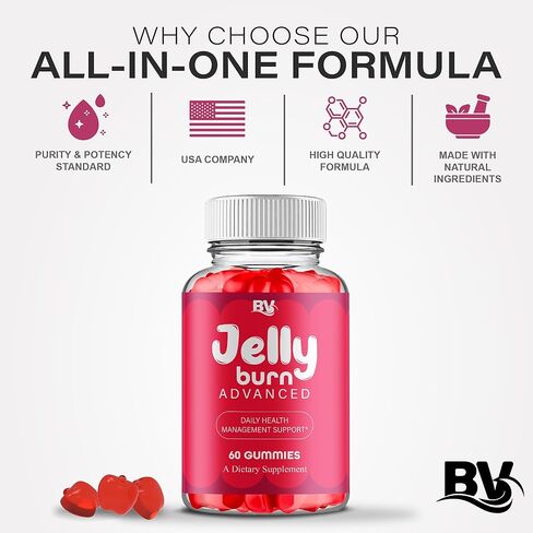 BLUE VIBE JellyBurn Advanced Gummies, JellyBurn Premium Health Management and Overall Wellness Support Gummy Supplement, JellyBurn Overall Health Support Supplement (1 Pack - 60 Gummies) in Kuwait