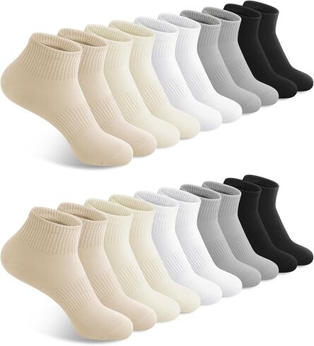 YSense 10 Pairs Quarter Socks Women Cotton Athletic Running Ankle Crew Socks with Arch Support in Saudi Arabia