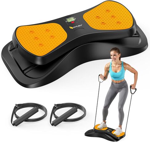 OWLSKY Balance Board with Resistance Bands, Portable Rock Stepper Featuring LCD Monitor, 330 lbs Capacity Ski Machine for Full Body Workout in Kuwait