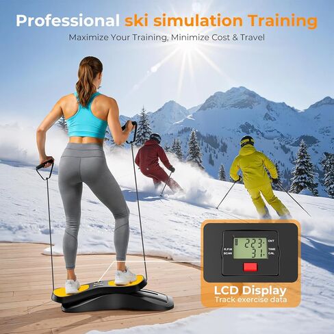 OWLSKY Balance Board with Resistance Bands, Portable Rock Stepper Featuring LCD Monitor, 330 lbs Capacity Ski Machine for Full Body Workout in Kuwait