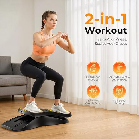 OWLSKY Balance Board with Resistance Bands, Portable Rock Stepper Featuring LCD Monitor, 330 lbs Capacity Ski Machine for Full Body Workout in Kuwait