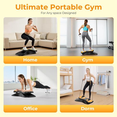 OWLSKY Balance Board with Resistance Bands, Portable Rock Stepper Featuring LCD Monitor, 330 lbs Capacity Ski Machine for Full Body Workout in Kuwait