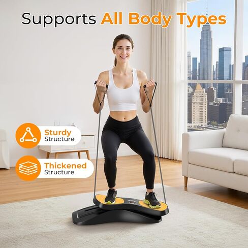 OWLSKY Balance Board with Resistance Bands, Portable Rock Stepper Featuring LCD Monitor, 330 lbs Capacity Ski Machine for Full Body Workout in Kuwait