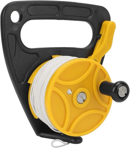 Semme Semme Diving Reel with 46m Nylon Line Lightweight Finger Spool for Cave Diving Snorkeling Sports (Black Pulley) (yellow wheel) in Saudi Arabia
