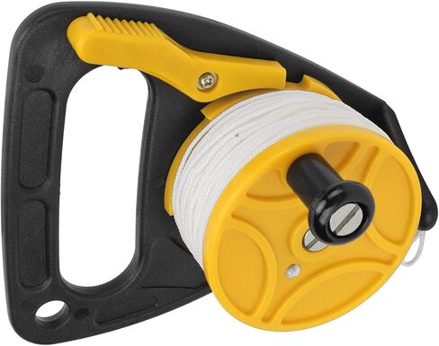 Semme Semme Diving Reel with 46m Nylon Line Lightweight Finger Spool for Cave Diving Snorkeling Sports (Black Pulley) (yellow wheel) in Saudi Arabia