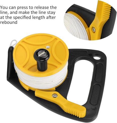 Semme Semme Diving Reel with 46m Nylon Line Lightweight Finger Spool for Cave Diving Snorkeling Sports (Black Pulley) (yellow wheel) in Saudi Arabia