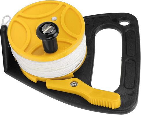 Semme Semme Diving Reel with 46m Nylon Line Lightweight Finger Spool for Cave Diving Snorkeling Sports (Black Pulley) (yellow wheel) in Saudi Arabia