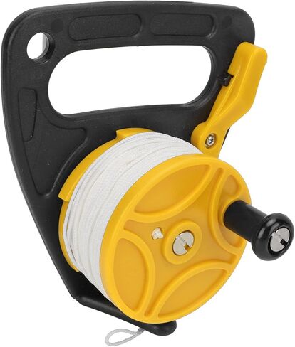 Semme Semme Diving Reel with 46m Nylon Line Lightweight Finger Spool for Cave Diving Snorkeling Sports (Black Pulley) (yellow wheel) in Saudi Arabia