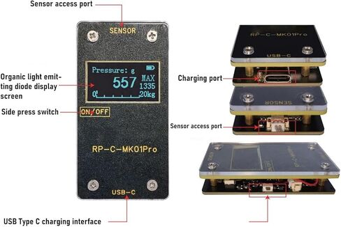Hilitand Pressure Sensor Display Module Thin Film Pressure Sensor with Display 20KG High Sensitivity Visual Data Collection for RP S40 ST LT Series Sensors in Kuwait