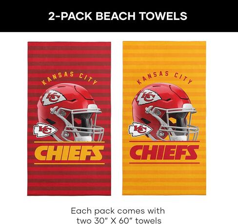 Northwest NFL Kansas City Chiefs 2-Pack Beach Towel Set, 30" x 60" Each, Standard, Team Colors in Saudi Arabia