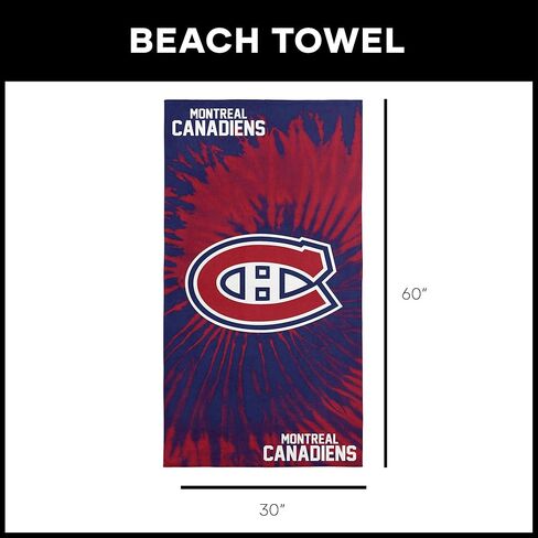 Northwest NHL Montreal Canadiens Psychedelic Beach Towel, Soft & Absorbent Pool Towel, Quick Dry, 30 x 60 inches in Saudi Arabia