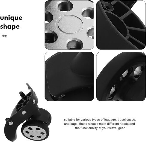 VALICLUD Replacement Luggage Wheels for Suitcase Spinner, 2 Pairs Large Black Round Hole Travel Suitcase Wheel Repair Kit with Swivel Casters for Trolley and Luggage Cases in Saudi Arabia