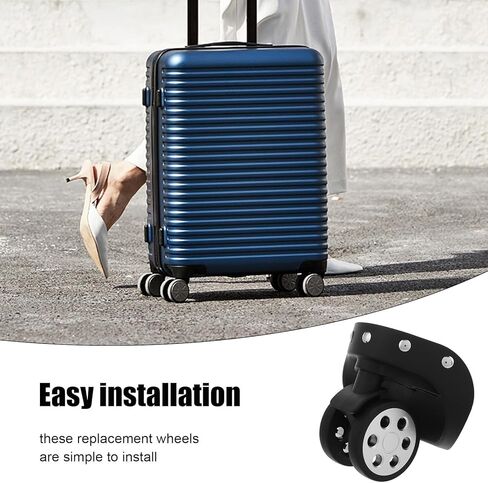 VALICLUD Replacement Luggage Wheels for Suitcase Spinner, 2 Pairs Large Black Round Hole Travel Suitcase Wheel Repair Kit with Swivel Casters for Trolley and Luggage Cases in Saudi Arabia