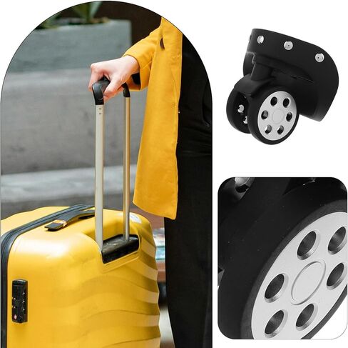 VALICLUD Replacement Luggage Wheels for Suitcase Spinner, 2 Pairs Large Black Round Hole Travel Suitcase Wheel Repair Kit with Swivel Casters for Trolley and Luggage Cases in Saudi Arabia