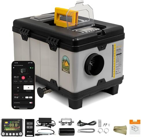 سخان ديزل من 12/24V 8KW ، 110-240V All-in-One-AISEL AIR SHOPTER مع محول طاقة AC-DC ، شاشة LCD والتحكم عن بُعد لـ RV ، الشاحنة ، القارب ، العربة ، السيارة in Kuwait