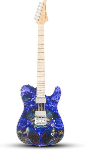 Leo Jaymz Stabilized Burl Wood Electric Guitar, 24 Frets Maple Neck & Fingerboard, Double Humbucker Pickups, Chrome Hardware, Matte Neck & Gloss Body (Green) in Kuwait