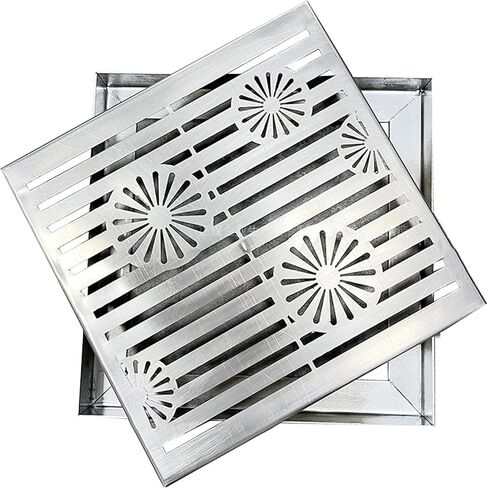 Durable Stainless Steel Square Drain Grate Manhole Cover 35x35cm/14x14in for Streets, Driveways, Kitchens & Parking Lots - Heavy Duty, Rust Resistant, Long-Lasting Performance in Kuwait