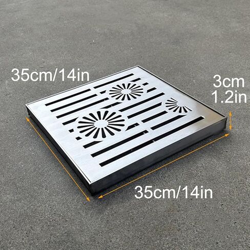 Durable Stainless Steel Square Drain Grate Manhole Cover 35x35cm/14x14in for Streets, Driveways, Kitchens & Parking Lots - Heavy Duty, Rust Resistant, Long-Lasting Performance in Kuwait
