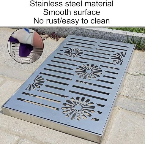 Durable Stainless Steel Square Drain Grate Manhole Cover 35x35cm/14x14in for Streets, Driveways, Kitchens & Parking Lots - Heavy Duty, Rust Resistant, Long-Lasting Performance in Kuwait