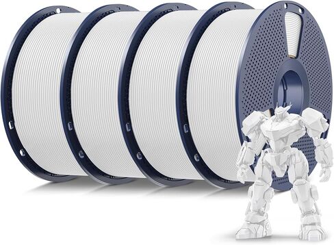 حزمة خيوط الطابعة SUNLU 4 كجم PLA ثلاثية الأبعاد، خيوط PLA ملفوفة بدقة 1.75 مم، دقة الأبعاد +/- 0.02 مم، خيوط تغليف جيدة للفراغ، 4 كجم إجمالاً، 1 كجم لكل بكرة، 4 أبيض in Kuwait