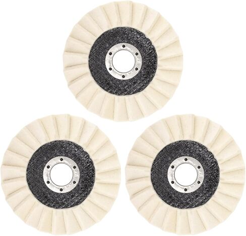 قرص تلميع من الصوف - عجلة تلميع من الصوف - عجلة تلميع من الصوف، 6 قطع عجلة تلميع من الصوف مقاس 4.5 بوصة لمطحنة الزوايا، شمع السيارة in Kuwait
