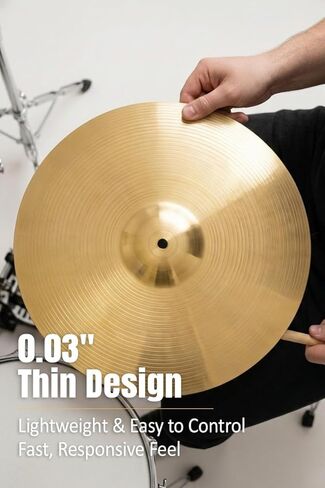 16" Crash Cymbal for Drum Set, Professional Copper Alloy Cymbal with Bright & Explosive Sound, Durable Polished Finish, Lightweight Design in Saudi Arabia