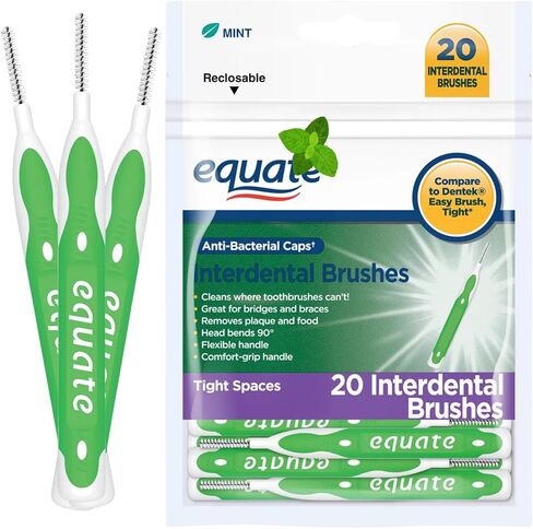 Ultra Tight Interdental Brushes for Tight Teeth Dental Picks for Plaque Removal Safe for Braces & Dental 20ct - Tight Mint Interdental Straight Brushes, Tight Bristles, 20 Count (01) in Kuwait